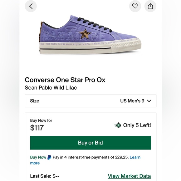Converse One Star Pro Ox Sean Pablo Wild Lilac NIB - Picture 3 of 10